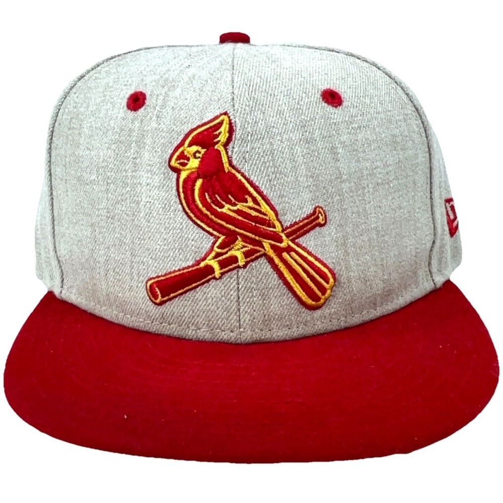 St Louis Cardinals Hat Cap Fitted Size 7 1/4 Gray Red Yellow 59Fifty High Dome *